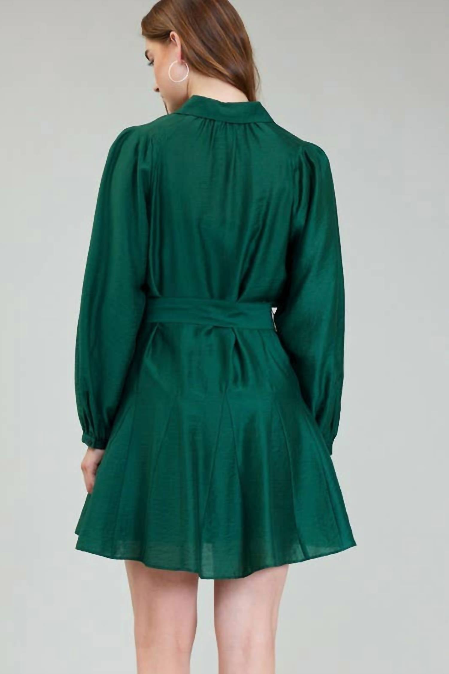 current air Mini Shirt Dress in jewel green - women's dress - detail view