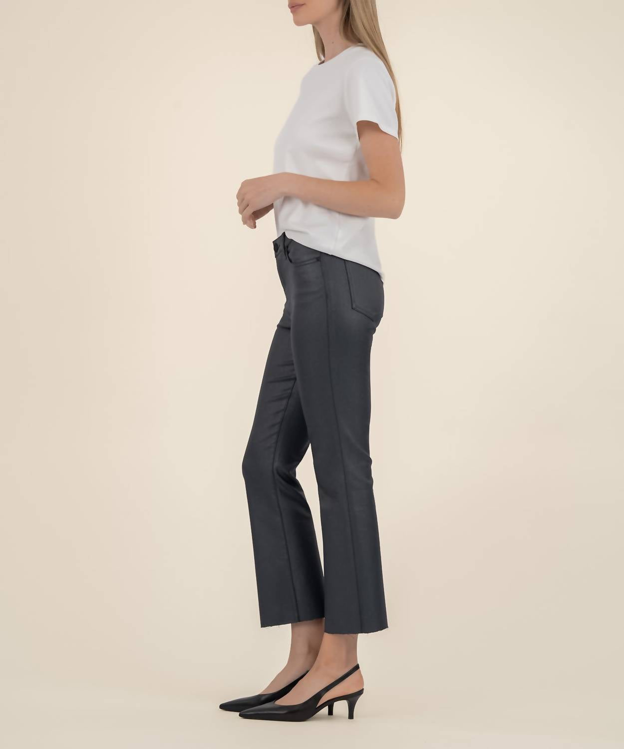 KUT FROM THE KLOTH Kelsey High Rise Ankle Flare Jeans in black 1 - women's jeans - detail view