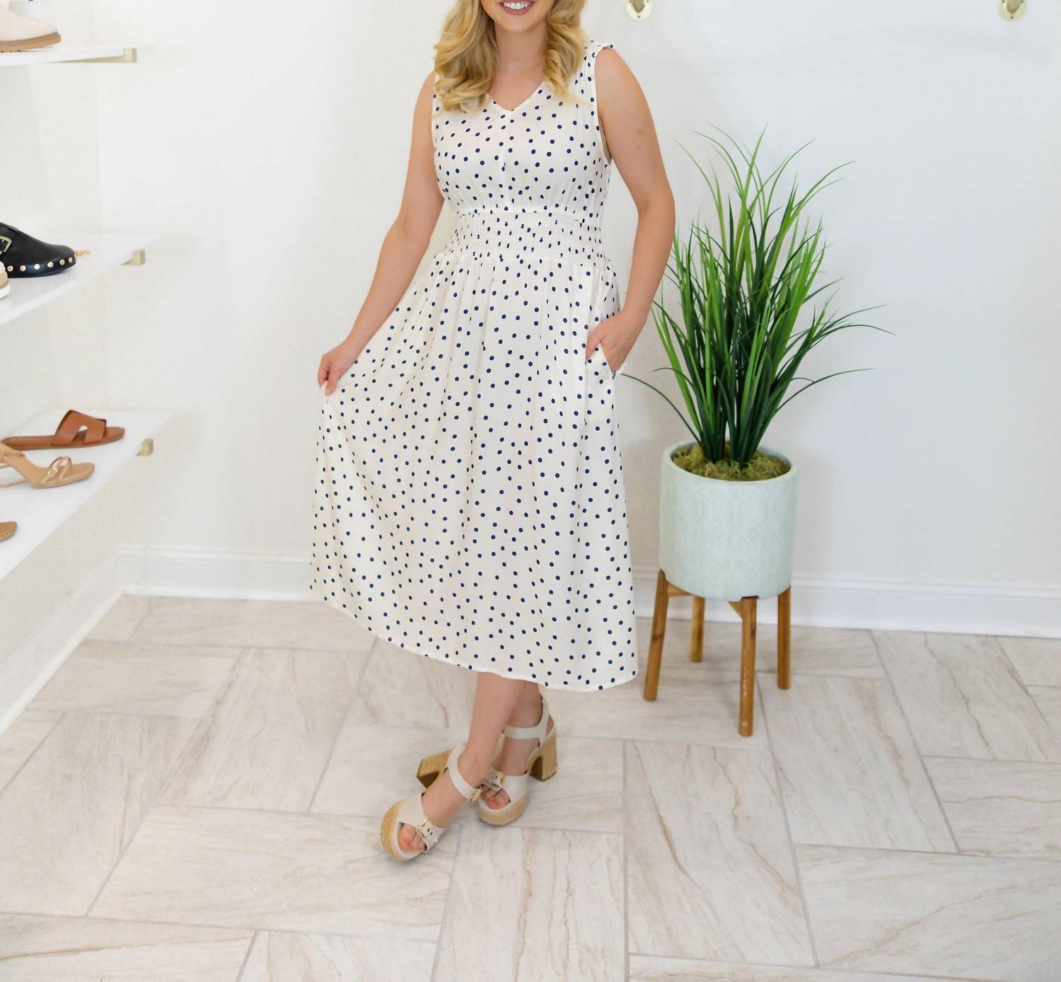 Charlie B - Printed Dress With Smocking At Waist