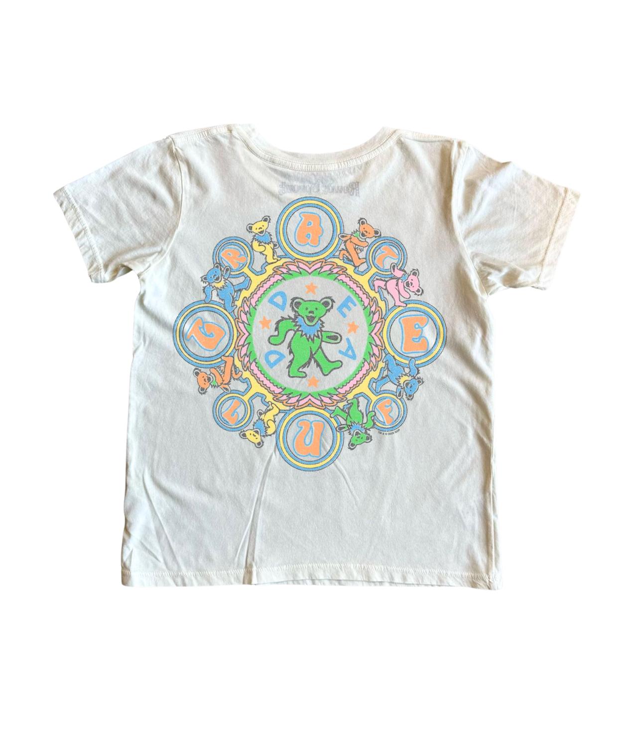 ROWDY SPROUT Girl's Grateful Dead Kaleidoscope Bears Tee in white - kids' t-shirt - detail view