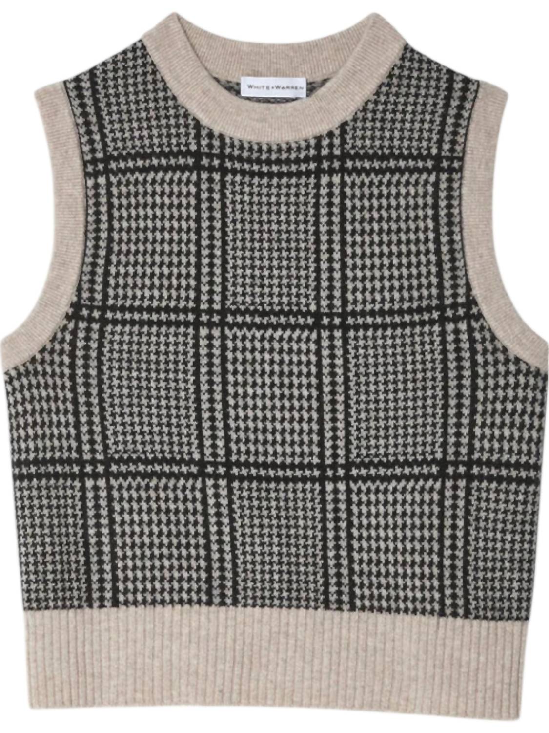 White + Warren - Cashmere Houndstooth Shell Vest