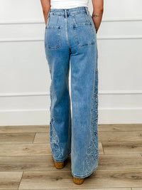 Blakeley - Liz Embroidered High-rise Wide Leg Jeans