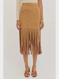 Crescent - Fresh in Fringe Vegan Suede Skirt