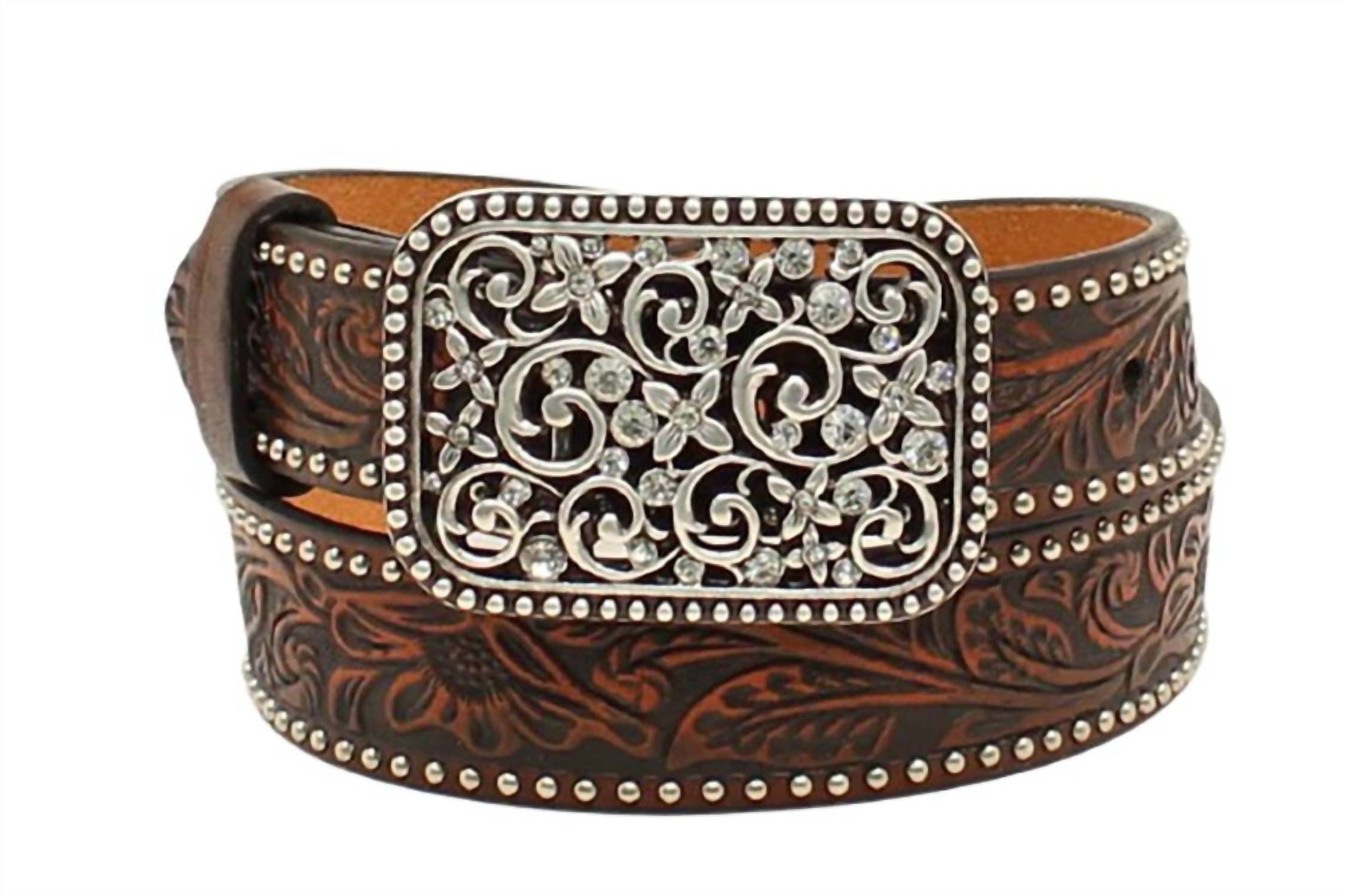 ARIAT Girls Fashion Leather Belt in brown - kids' accessory