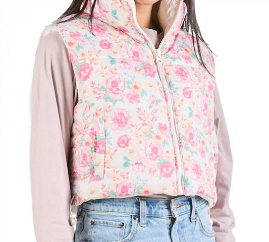 Simply Southern - Crop Puffer Floral Vest