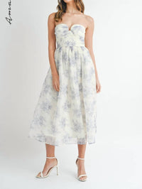 Mable - Ali Floral Strapless Midi Dress