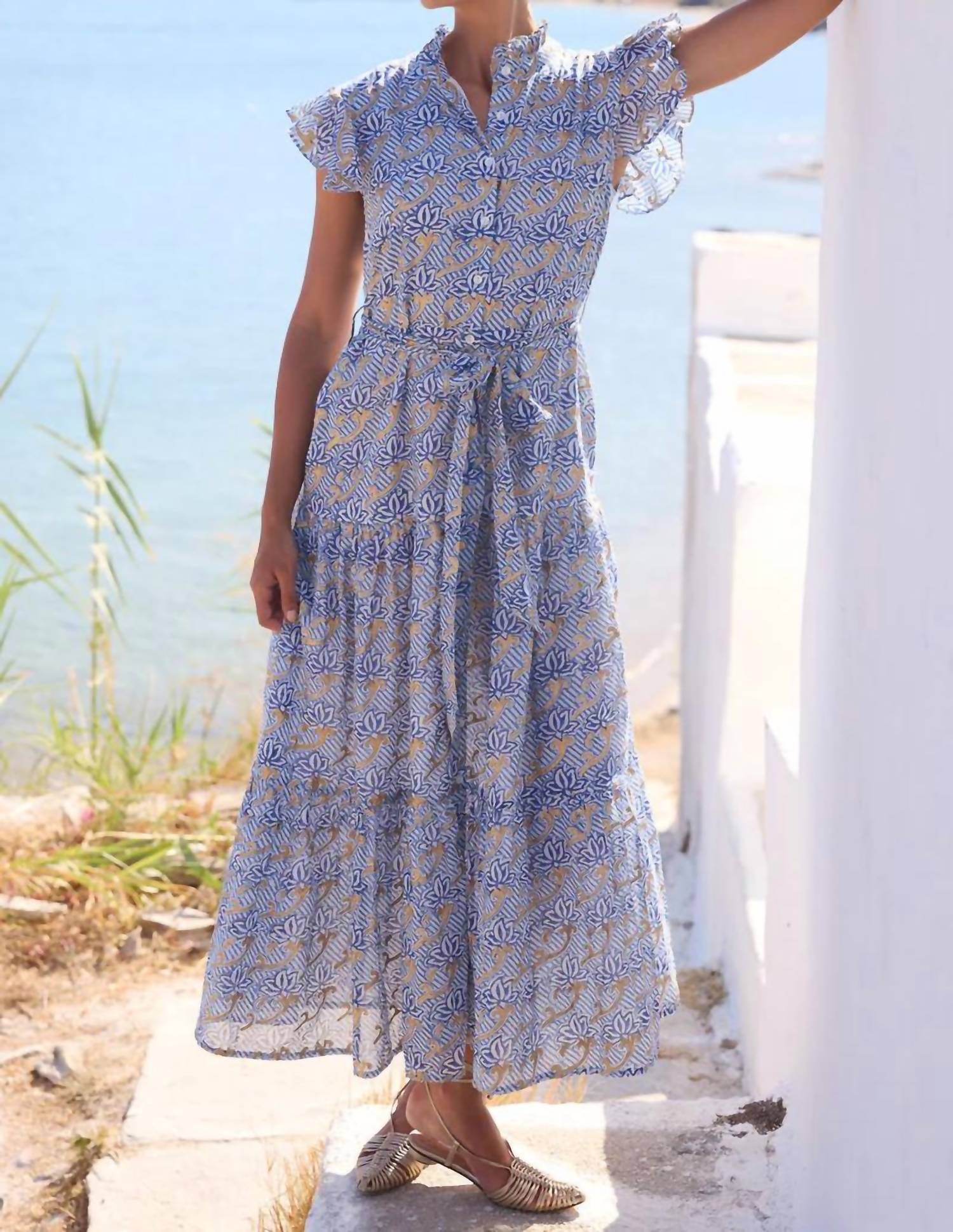 Oliphant - Ruffle Collar Button Maxi Dress
