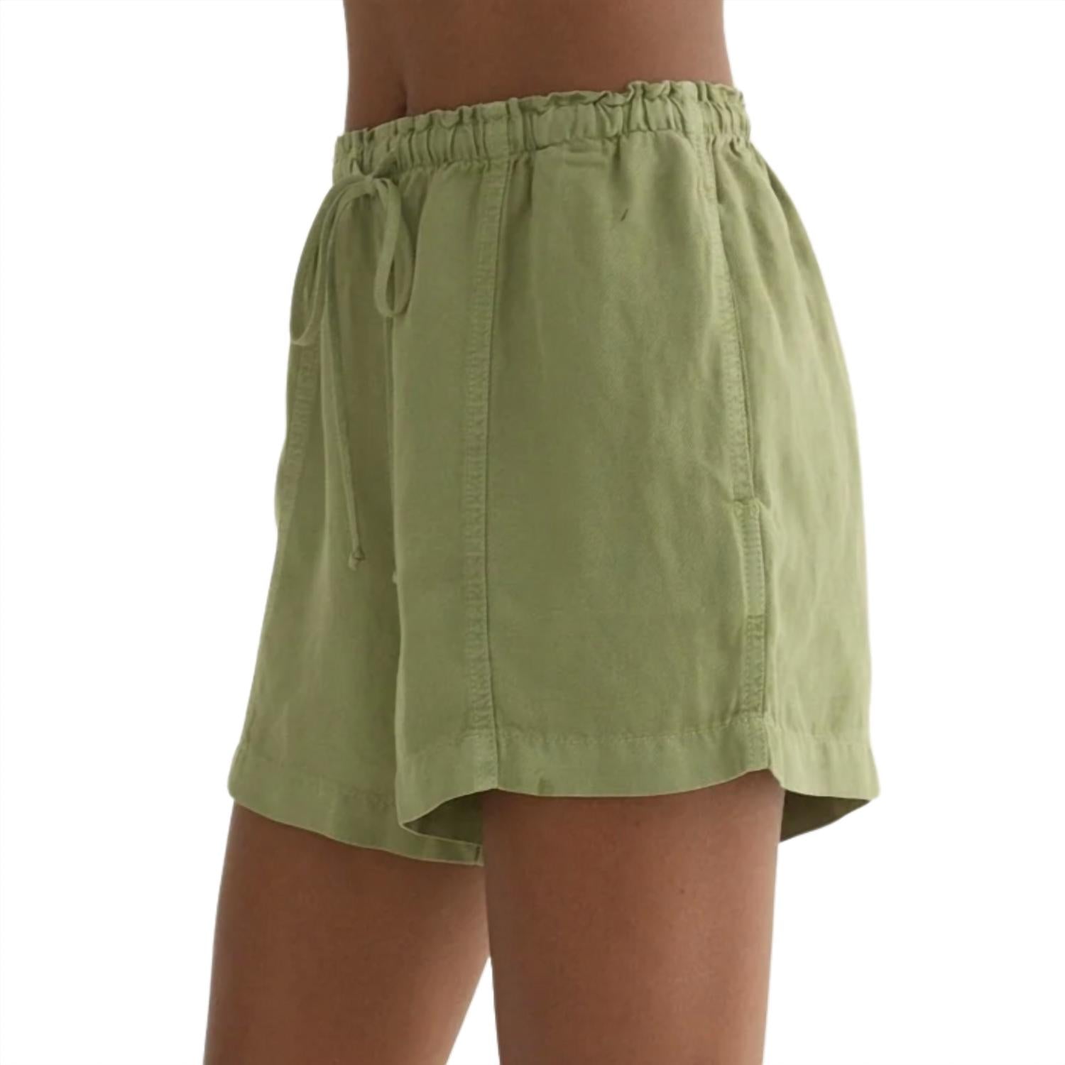 Bella Dahl Women's Seamed Ruffle Waist Short in summer moss - women's shorts - alternate view