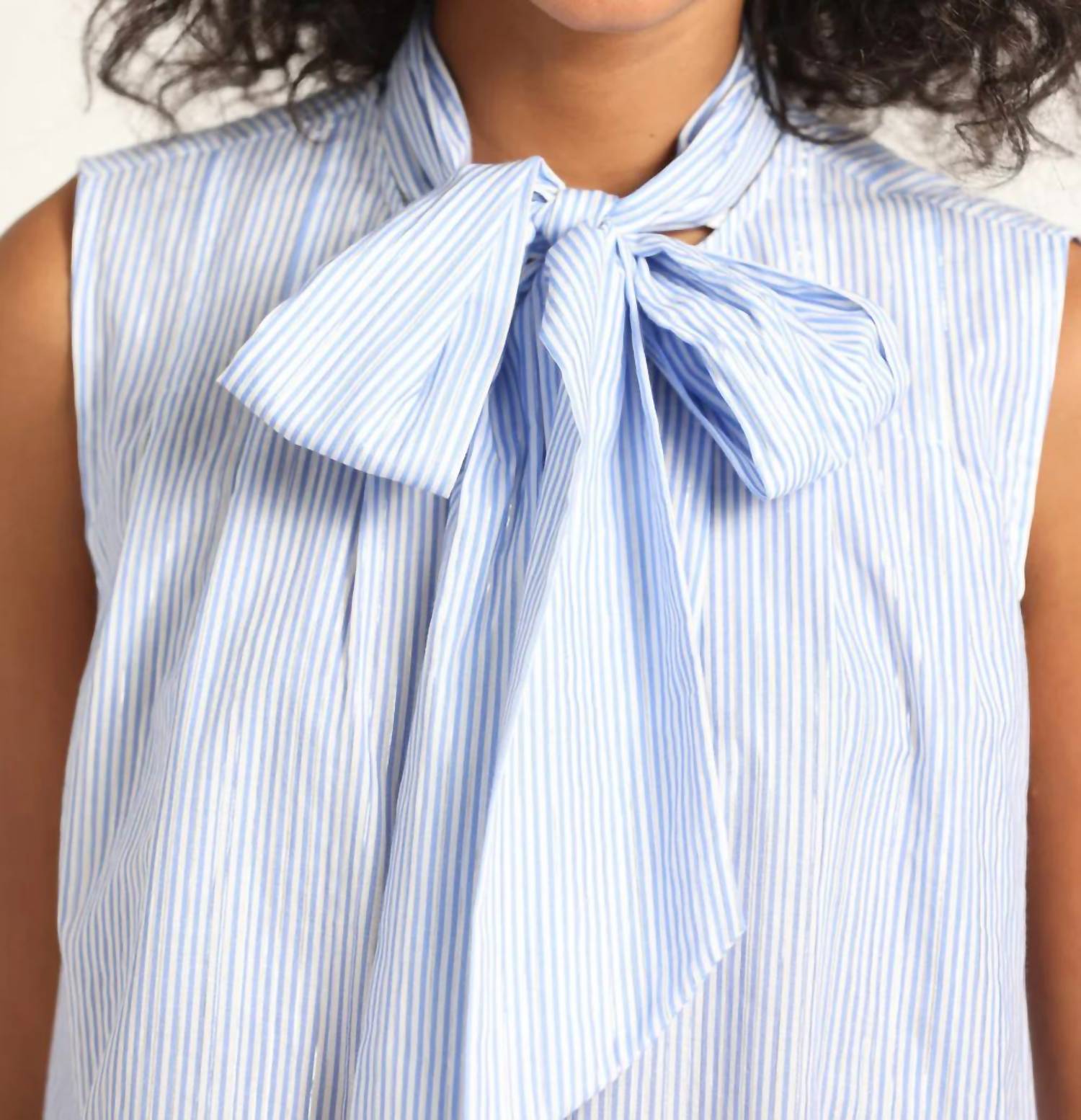 Derek Lam 10 Crosby - Aviana Lurex Stripe Poplin Sleeveless Top