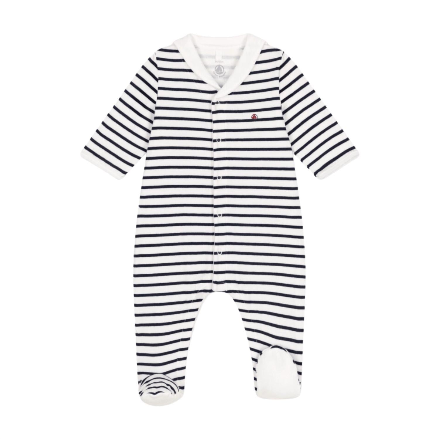 Petit Bateau - Boy's Sailor Stripe Footed Jumpsuit
