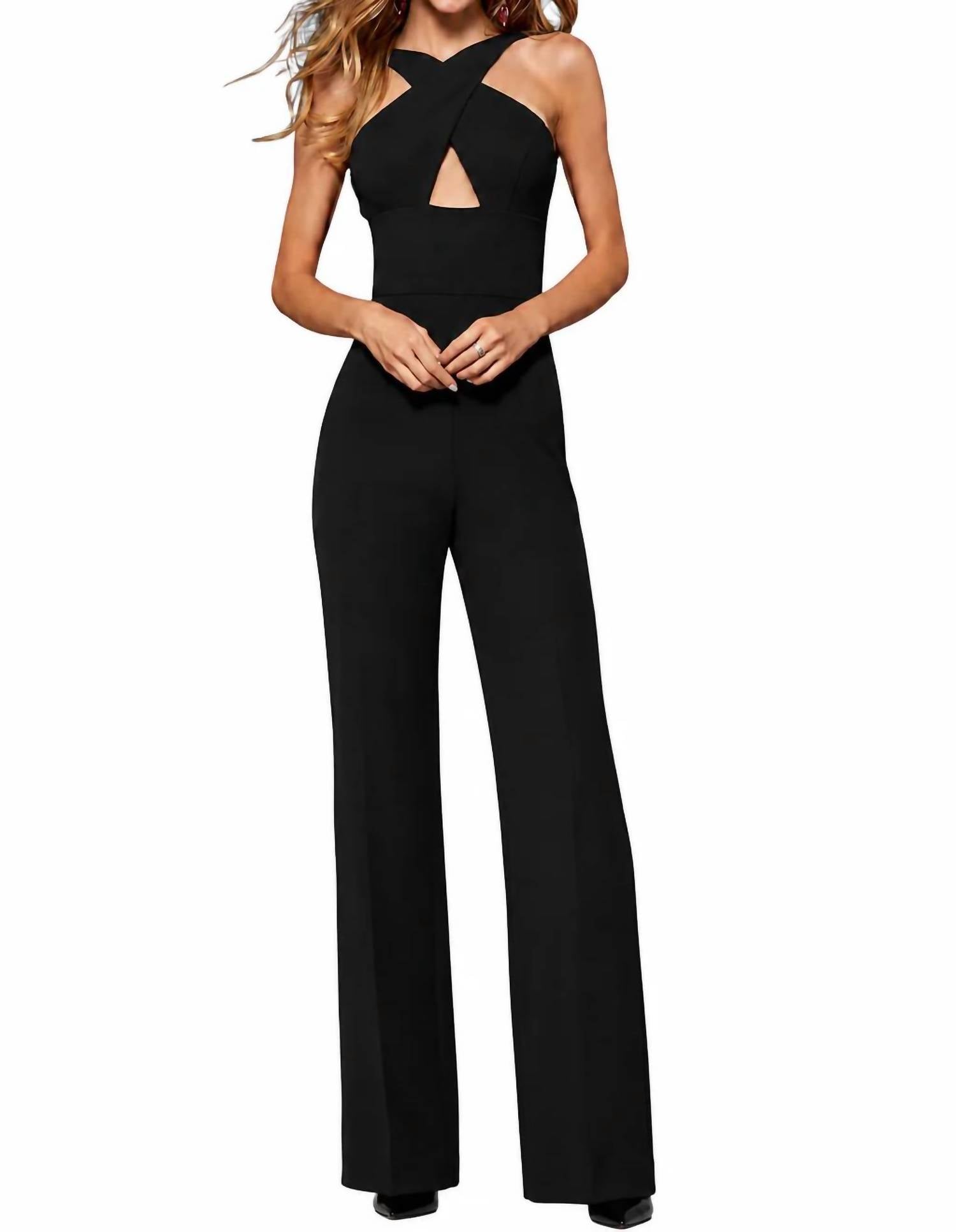 Sherri Hill - Criss Cross Open Back Scuba Jumpsuit