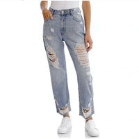 Avec Les Filles - Distressed High Waisted Mom Jeans