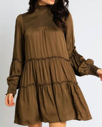 Olivaceous - Meg Mockneck Babydoll Dress