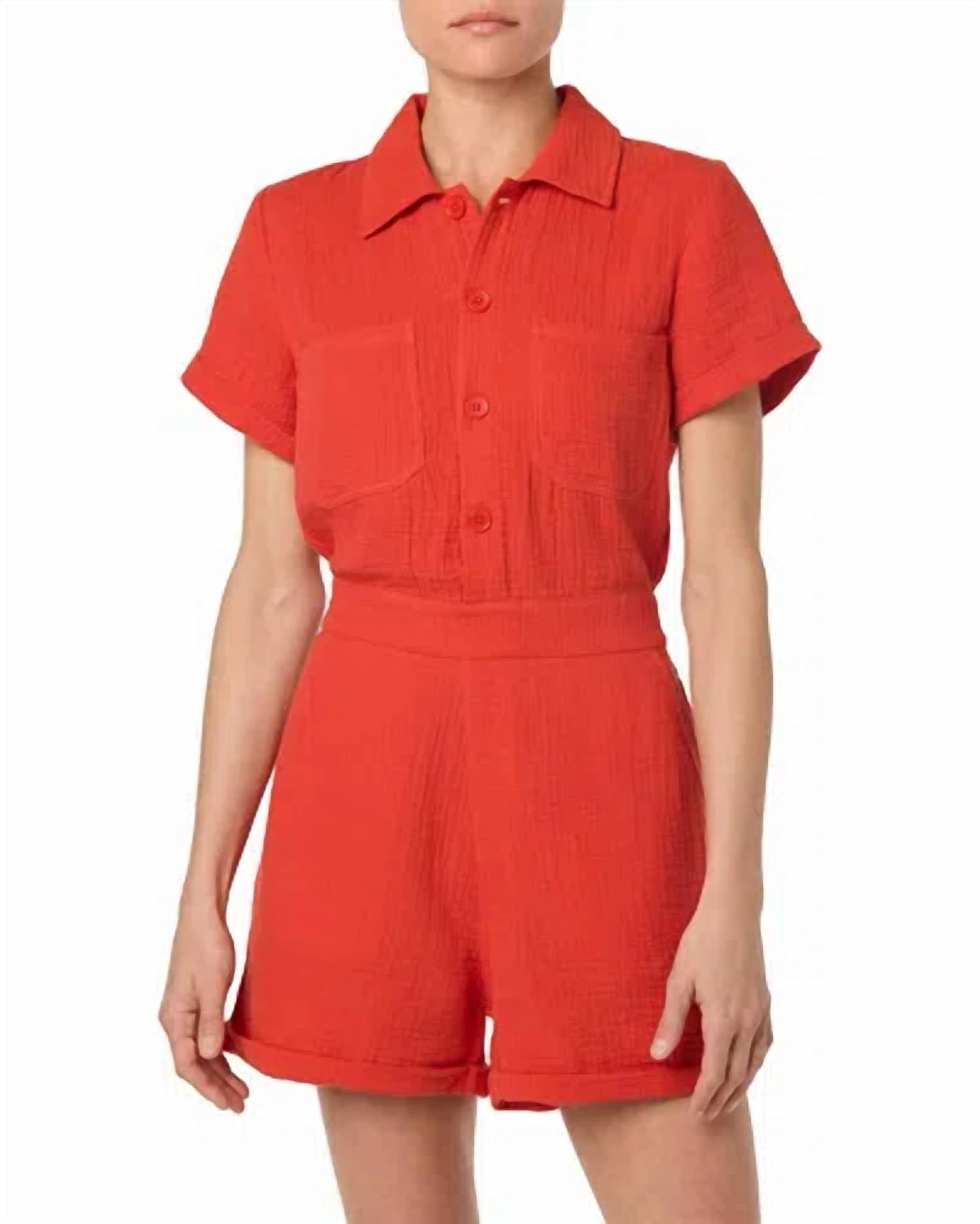 Joe's Jeans Gauze Shorts Romper in valiant poppy - women's pants