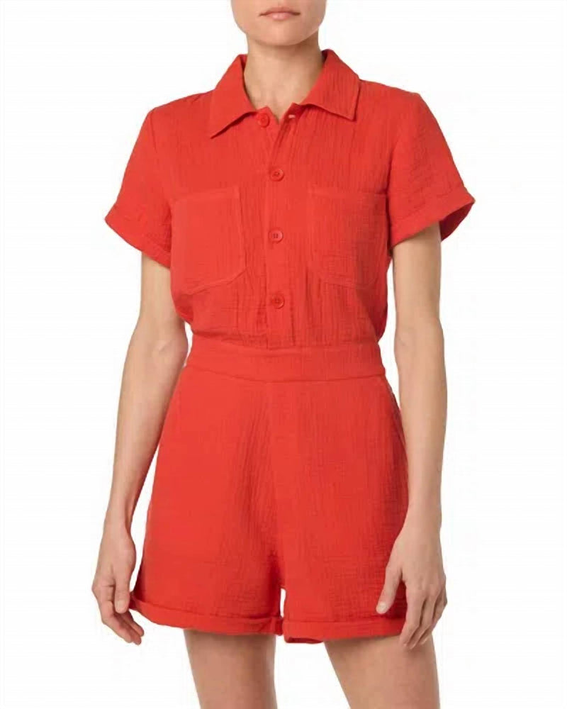 Joe's Jeans Gauze Shorts Romper in valiant poppy - women's pants
