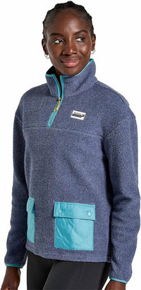 SAUCONY Rested Sherpa 1/4 Zip Sweatshirt in maui blue heather - women's top - alternate view