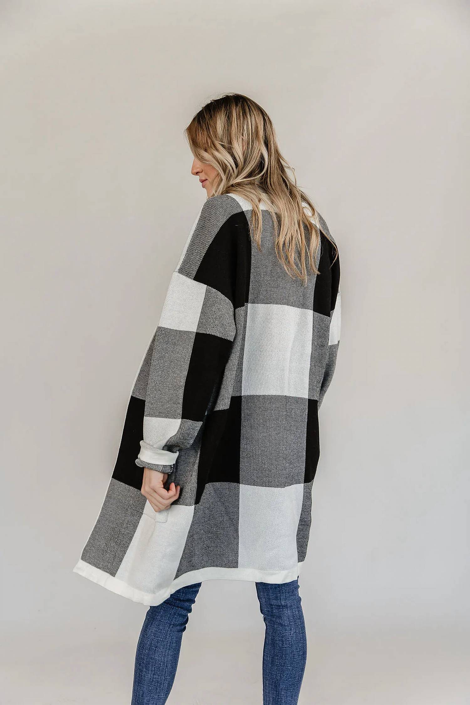 Ampersand Ave - Windowpane Plaid Cardigan - Plus