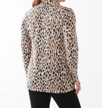 FDJ Cowlneck Long Sleeve Printed Top in indi abstract - women's blouse - detail view