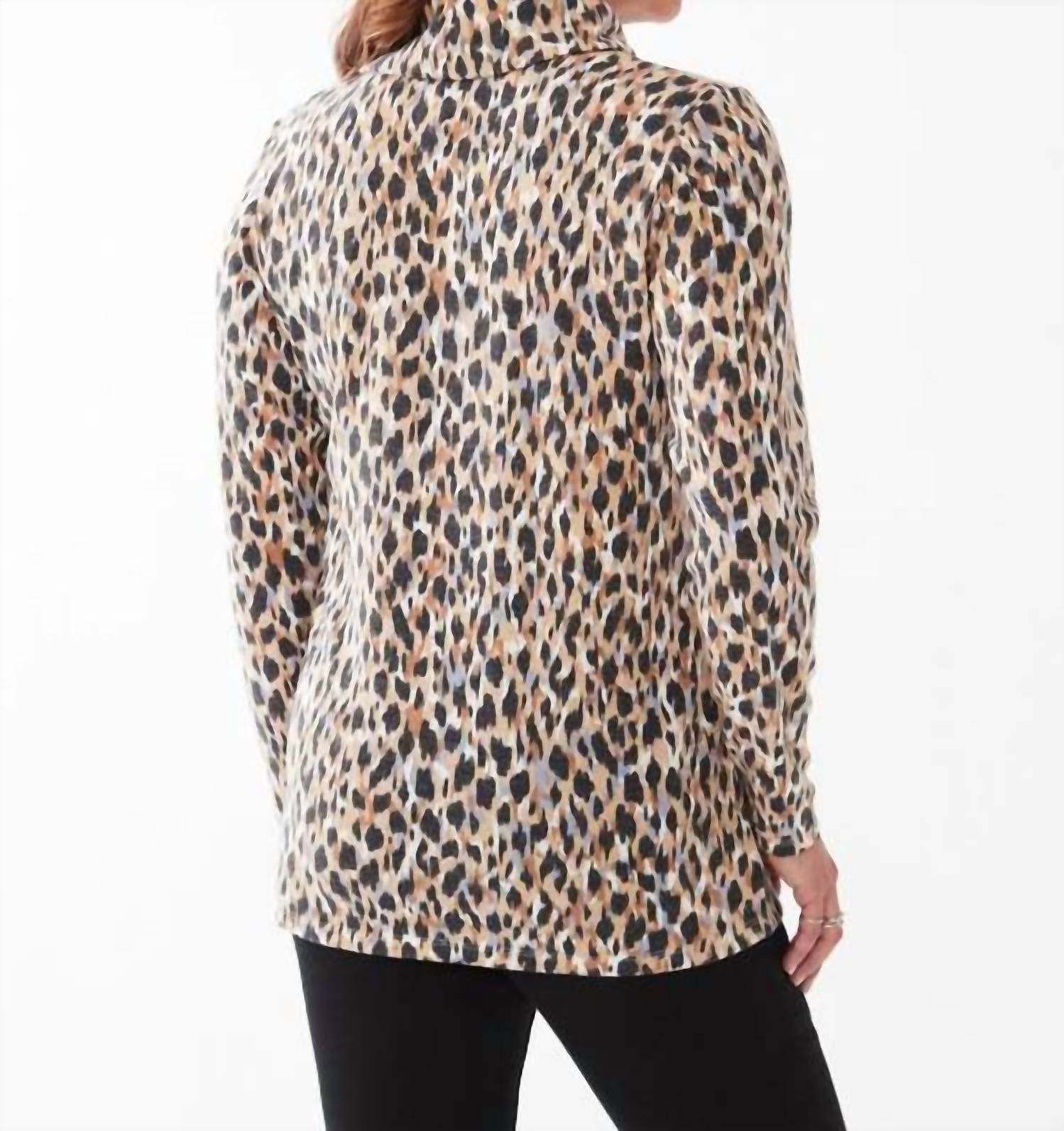 FDJ Cowlneck Long Sleeve Printed Top in indi abstract - women's blouse - detail view