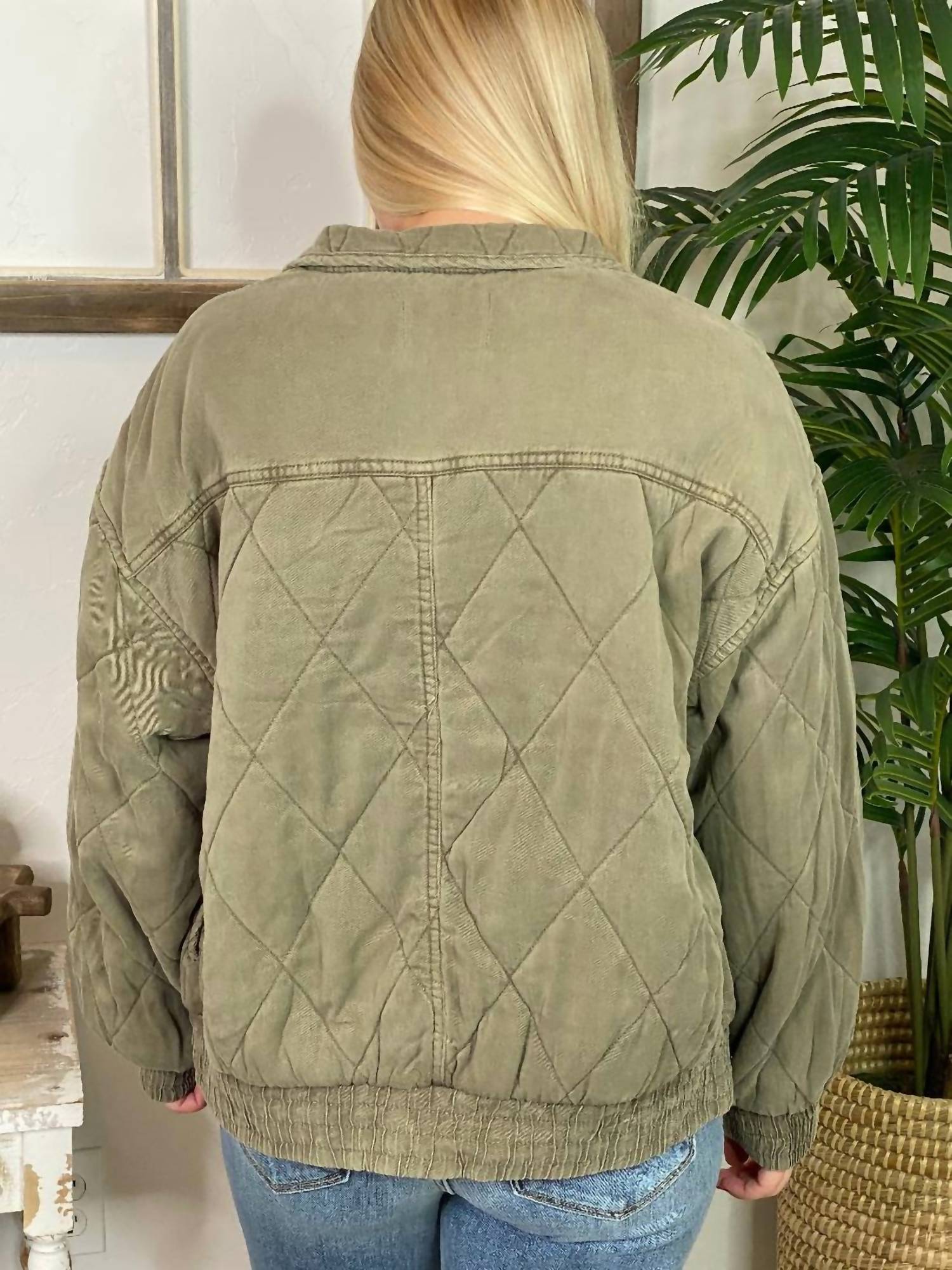 Blu Pepper - Washed Quilted Button Down Jacket