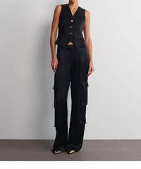 Acaria Studio Night Sleeveless Vest in black - women's blouse