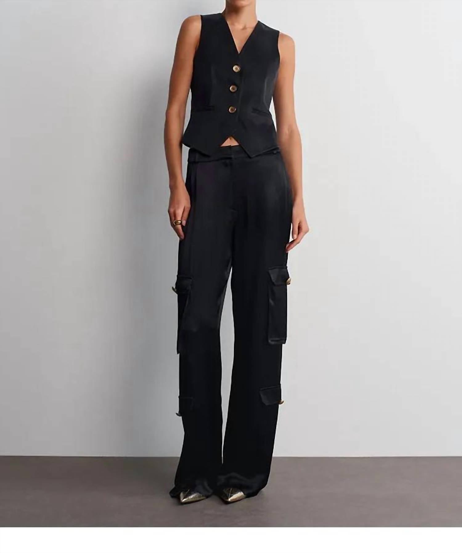 Acaria Studio Night Sleeveless Vest in black - women's blouse