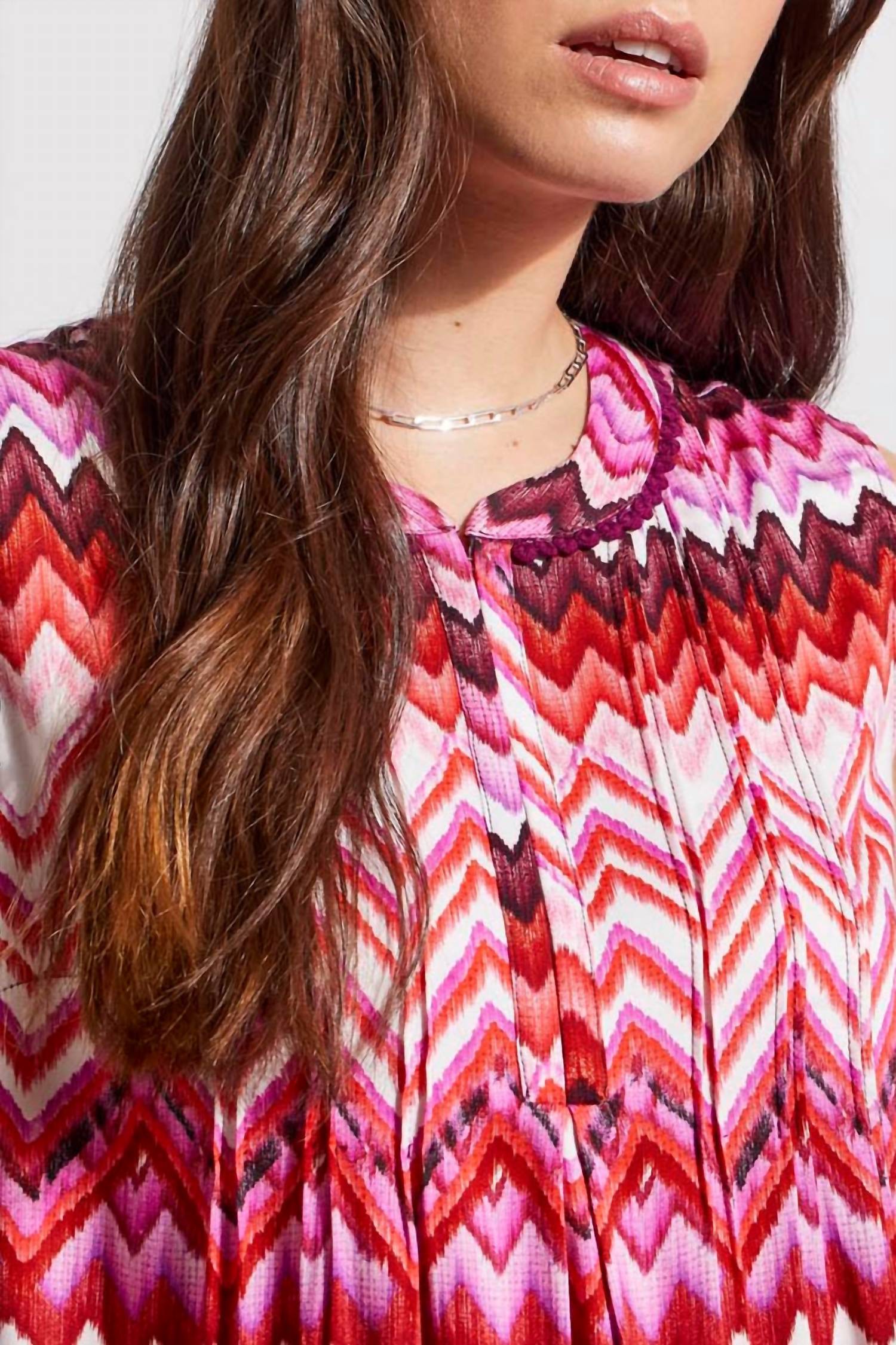 TRIBAL Sleeveless Blouse With Tuck Pleats in plum - women's blouse - alternate view