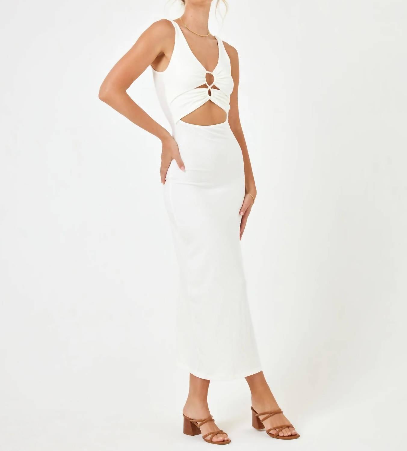 L*SPACE Camille Fitted Ribbed Dress in white - women's dress - alternate view