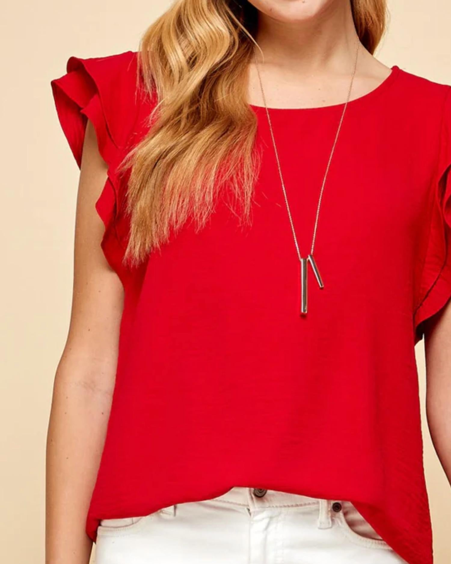 Les Amis - Scarlet Statement Ruffle Top