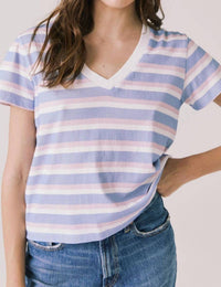 Chaser Gimlet Tee in pastel stripe - women's t-shirt