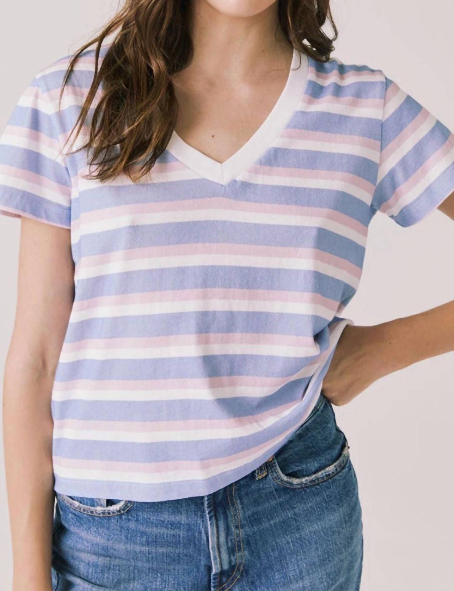 Chaser Gimlet Tee in pastel stripe - women's t-shirt