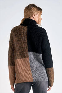 Elan - Color Block Mock Neck Sweater