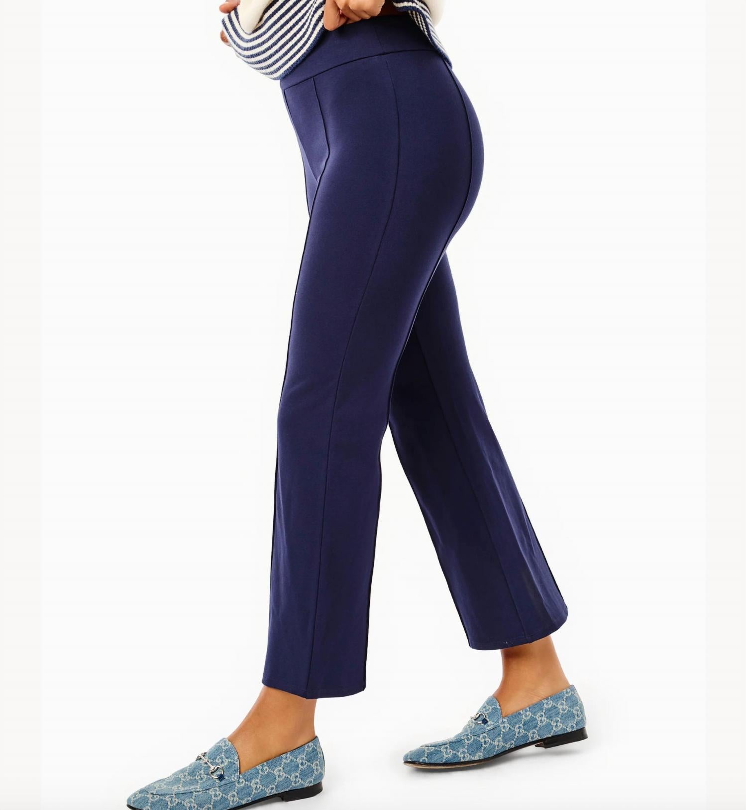 ADDISON BAY Ponte Waverly Flare Pants in navy - women's pants - alternate view