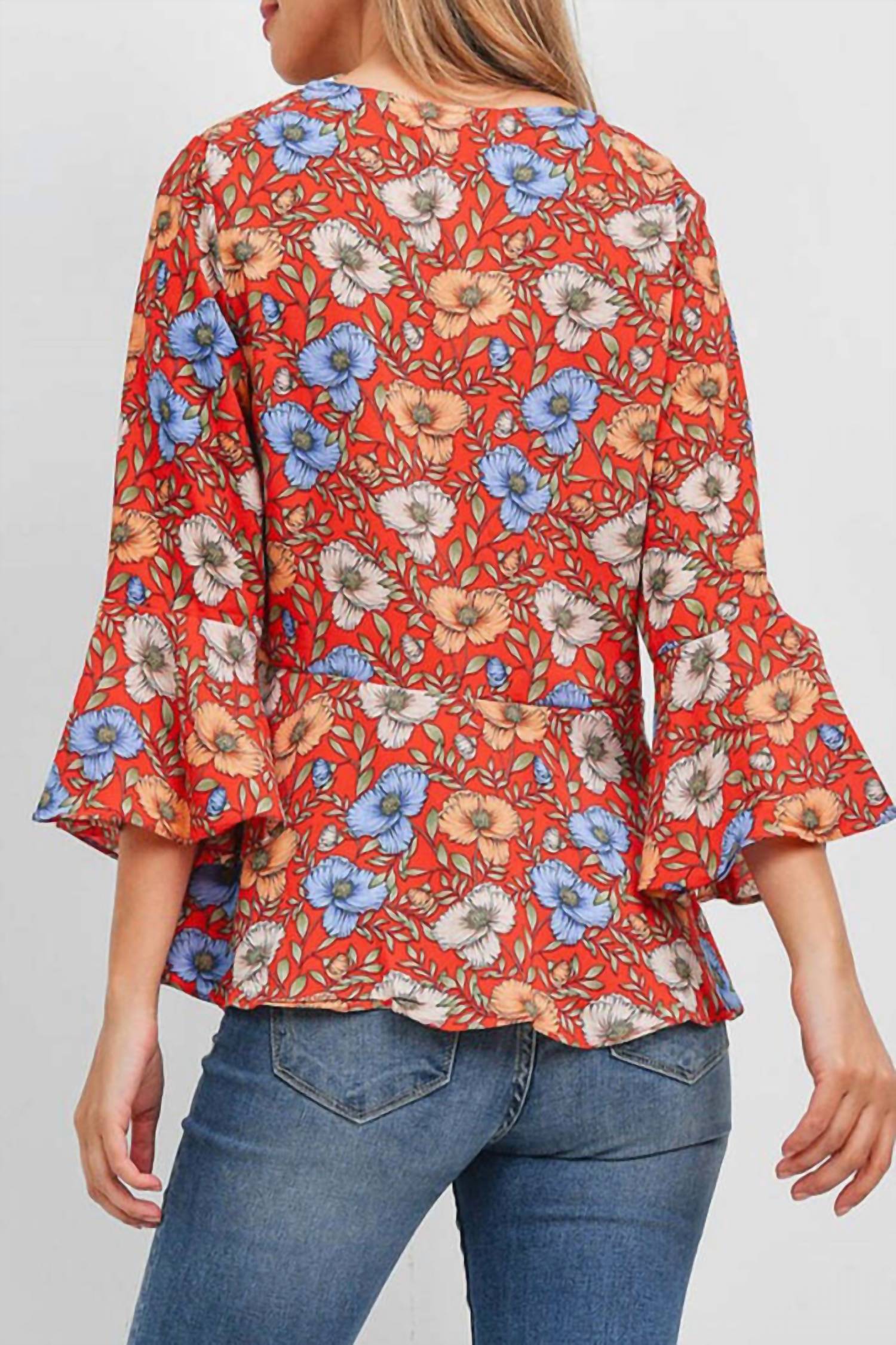 Sister Fashion - Women's Floral Flowing Boho Babydoll Top