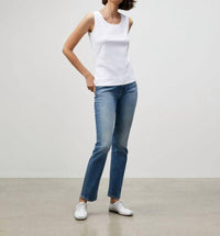 Lafayette 148 Cotton Rib Scoop Neck Tank Top in white - women's tank top - alternate view
