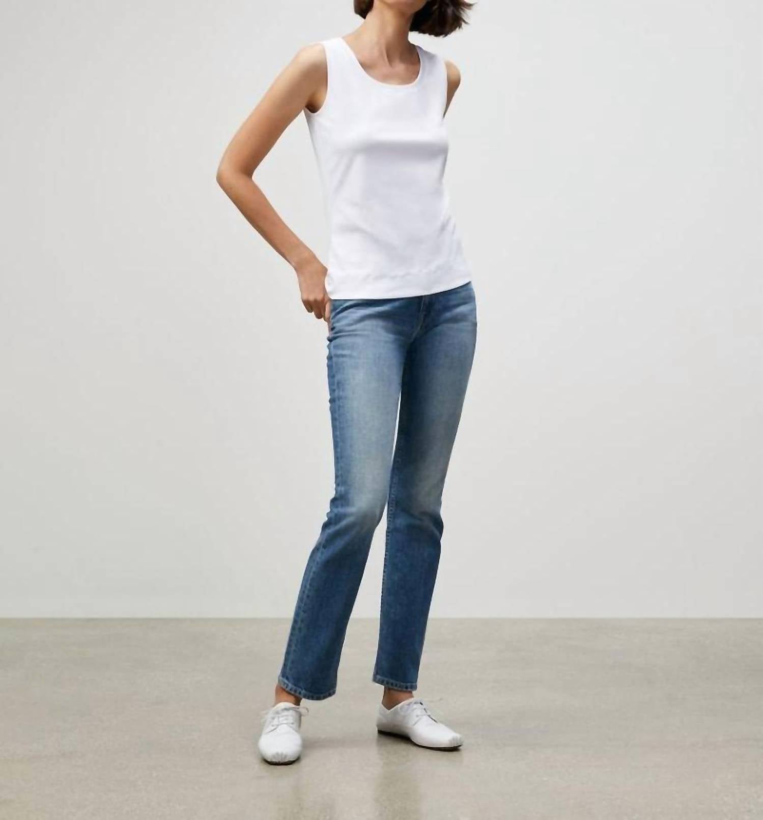 Lafayette 148 Cotton Rib Scoop Neck Tank Top in white - women's tank top - alternate view