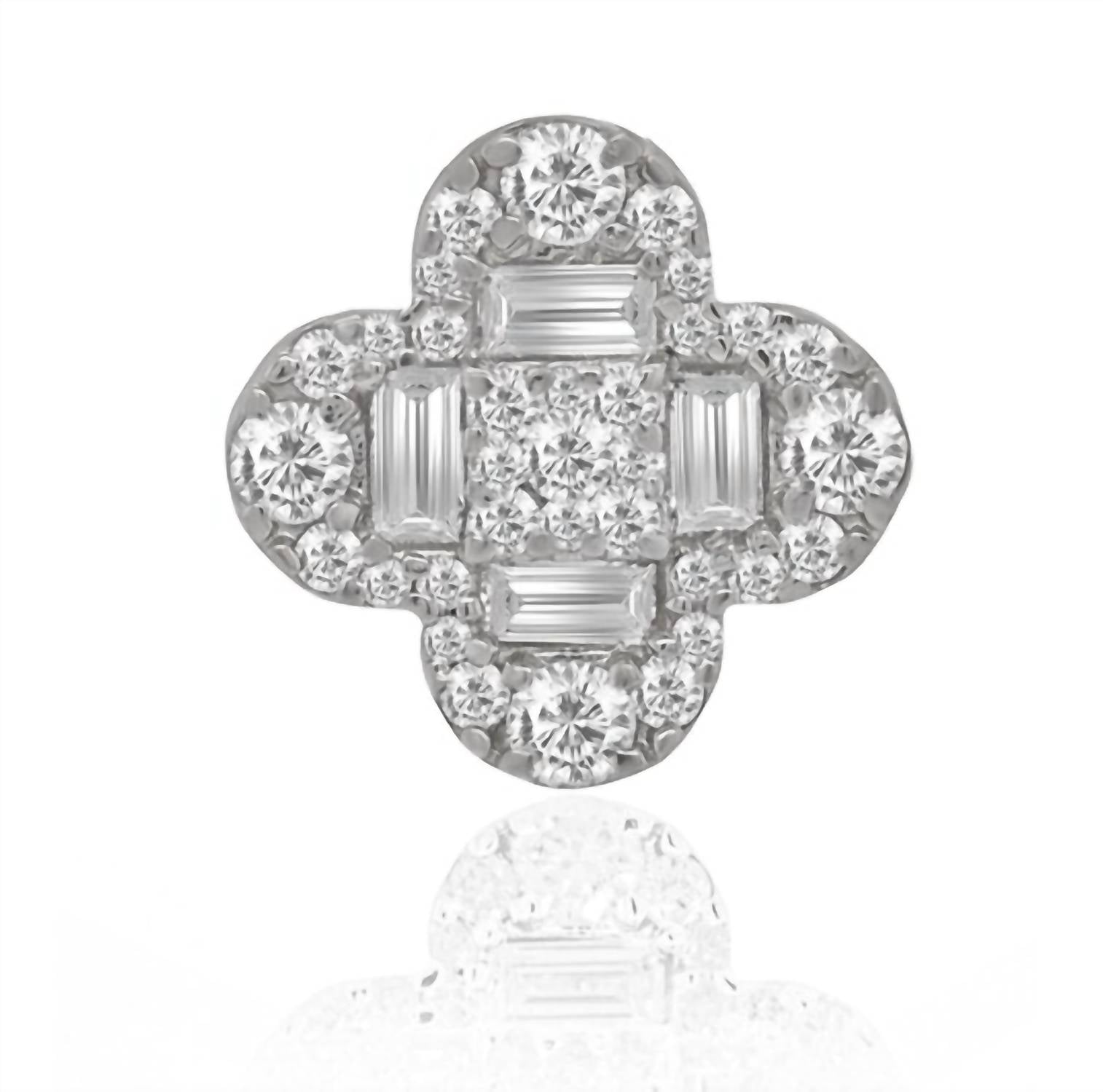 Diana M Jewels - 1.30 Cts Diamond Clover Stud Earrings
