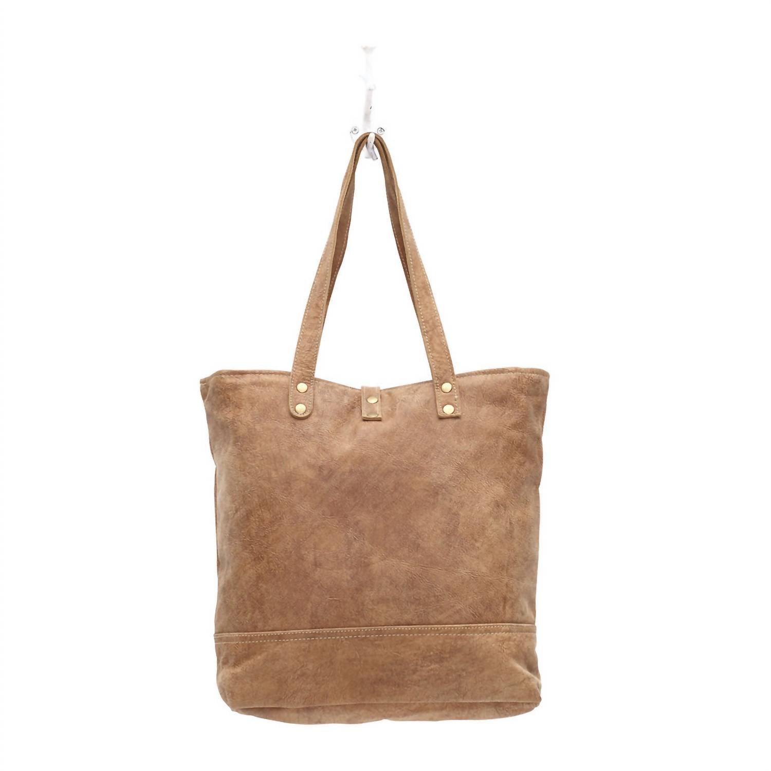 Myra Bag - Women's Buttoned Leather Tote Bag