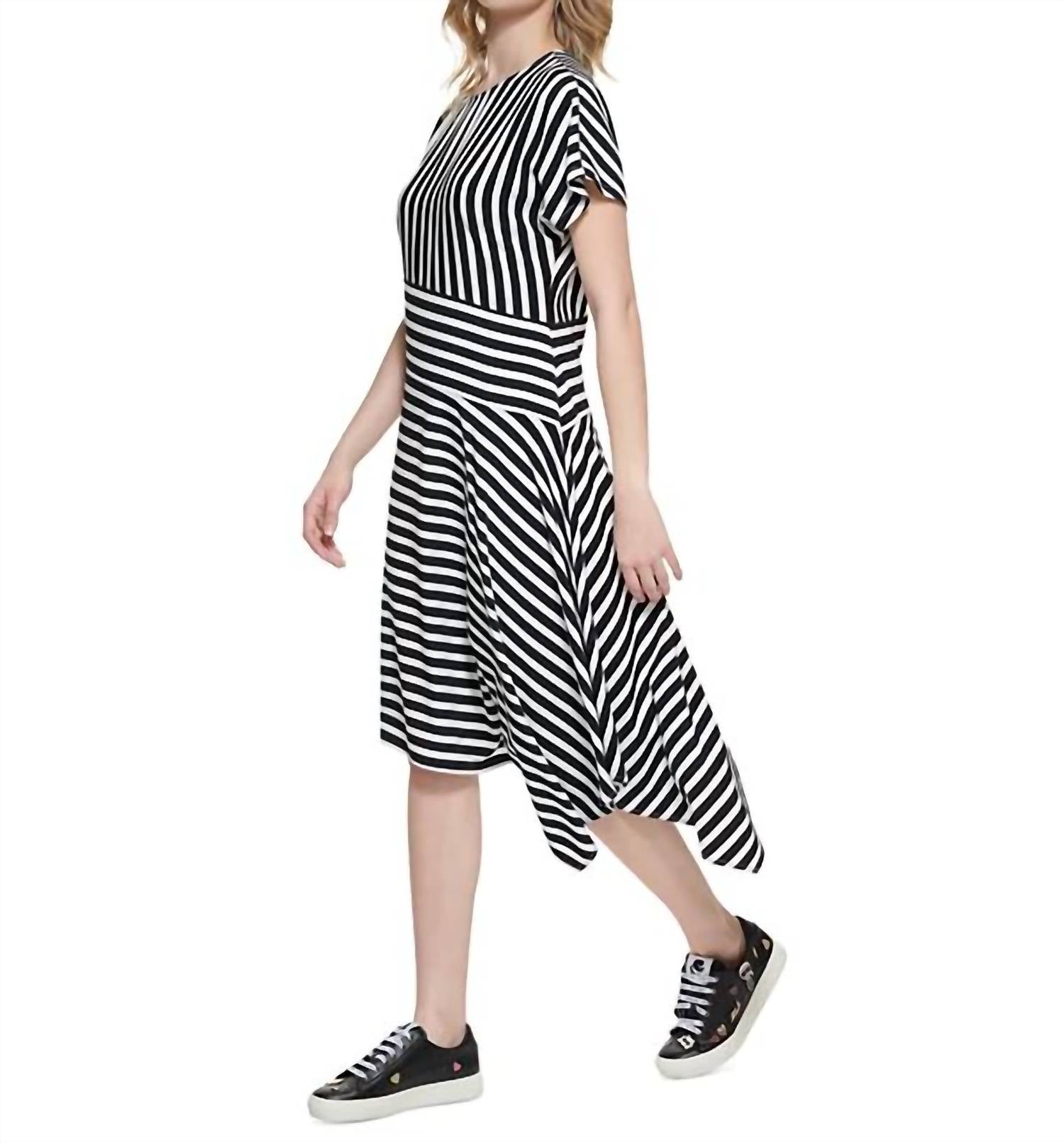 Scapa - Striped Asymmetrical-hem Handkerchief Dress