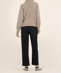 KUT FROM THE KLOTH Coryn Zip Front Sweater in stone - women's sweater - alternate view