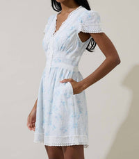 SUGARLIPS Arabella Floral Lace Mini Dress in white - women's dress - detail view