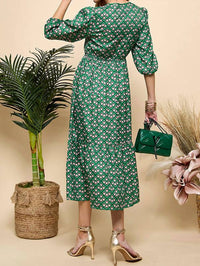 CEZELE Smocked Midi Dress in green - women's dress - view 6