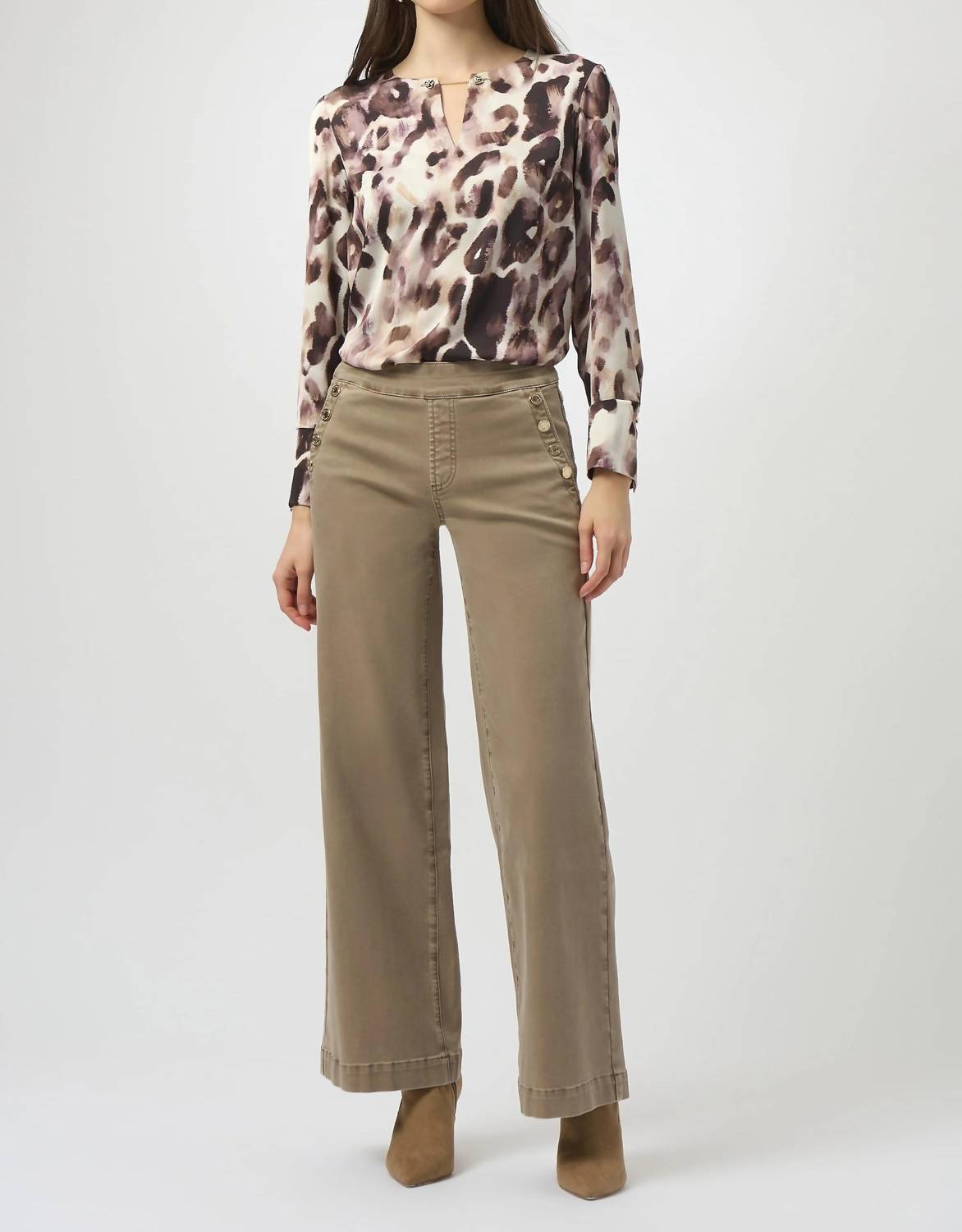 Joseph Ribkoff - Animal Print Keyhole Neck Top