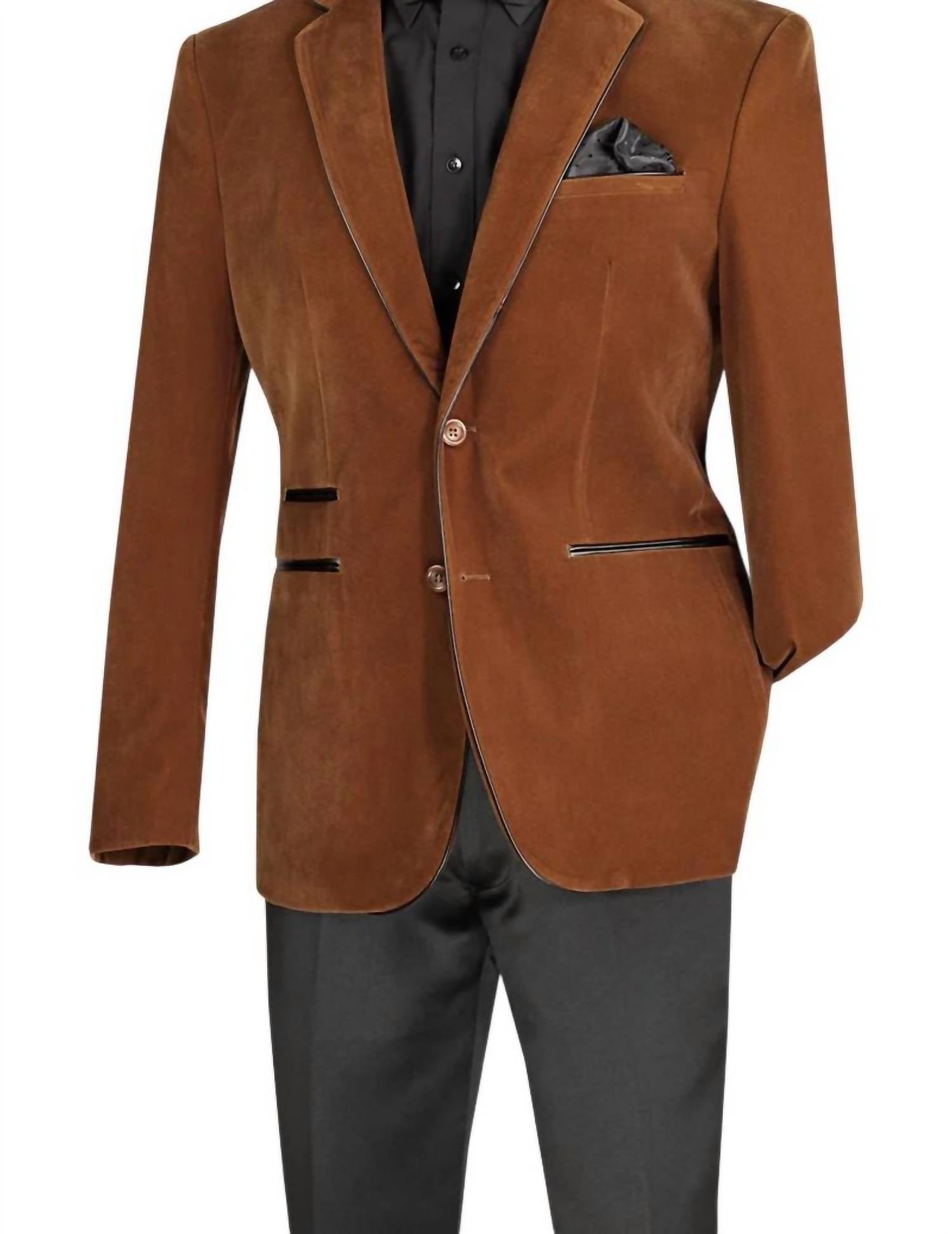 Vinci Philosophy Men's Slim Fit Velvet Sport Coat in bourbon - men's jacket