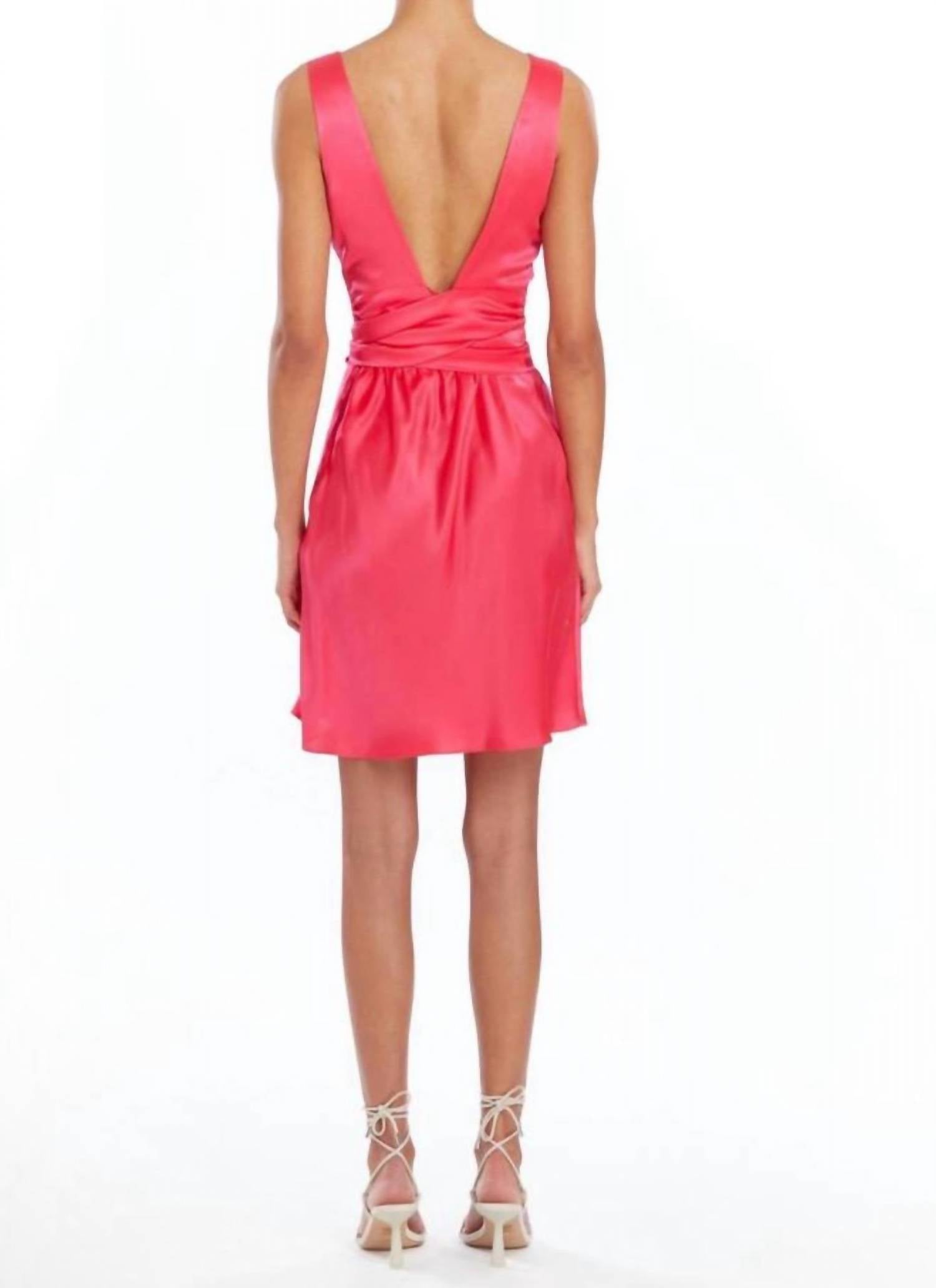 Amanda Uprichard Rosemary Silk Mini Dress in begonia - women's dress - alternate view