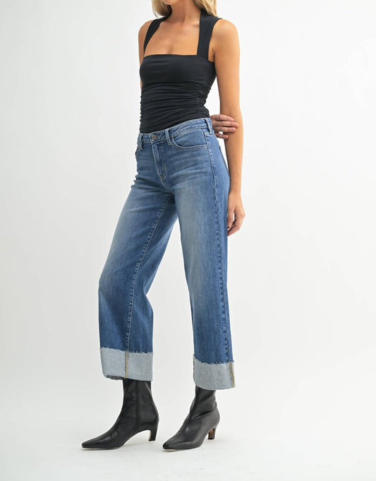Just Black Denim - Scissor Cuffed Slim Wide Leg Jean