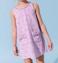 Lola + The Boys - Crystal Heart Denim Bow Dress