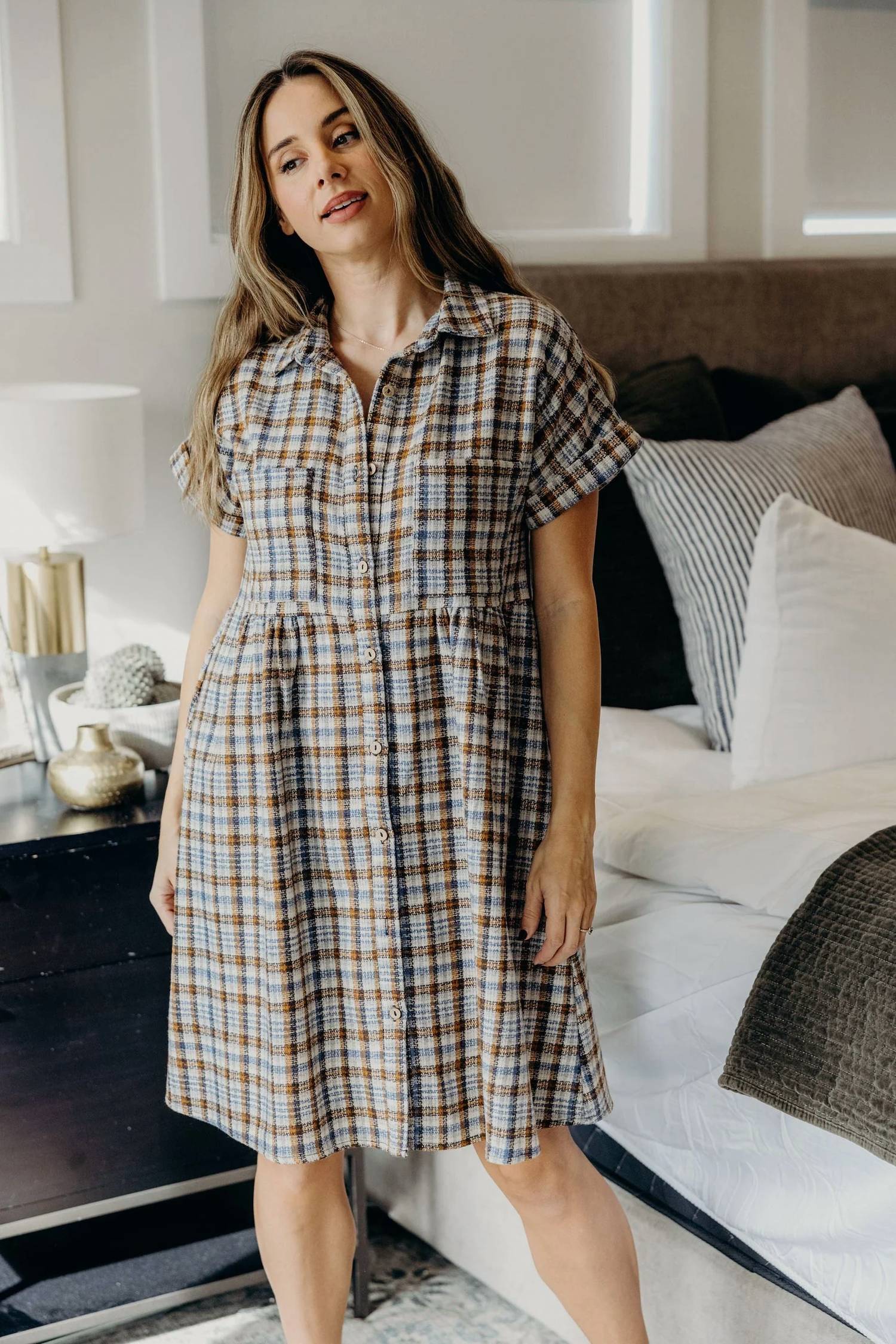 Mikarose - Harvest Plaid Short Sleeve Dress