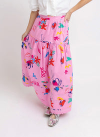 Karlie Tiered Maxi Skirt in magenta artist - women's skirt