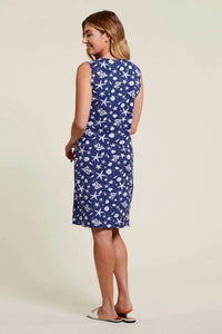 Tribal - Oceana Navy Side Snap Sleeveless Dress